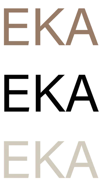 Logo de EKA en sus variantes marrón, negro y crema