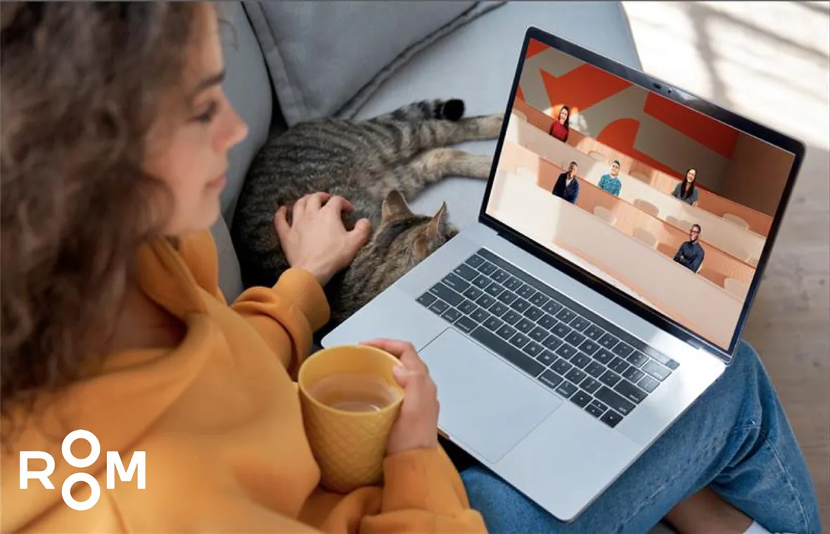 ROOM 3D en uso, en el sofá con un gato