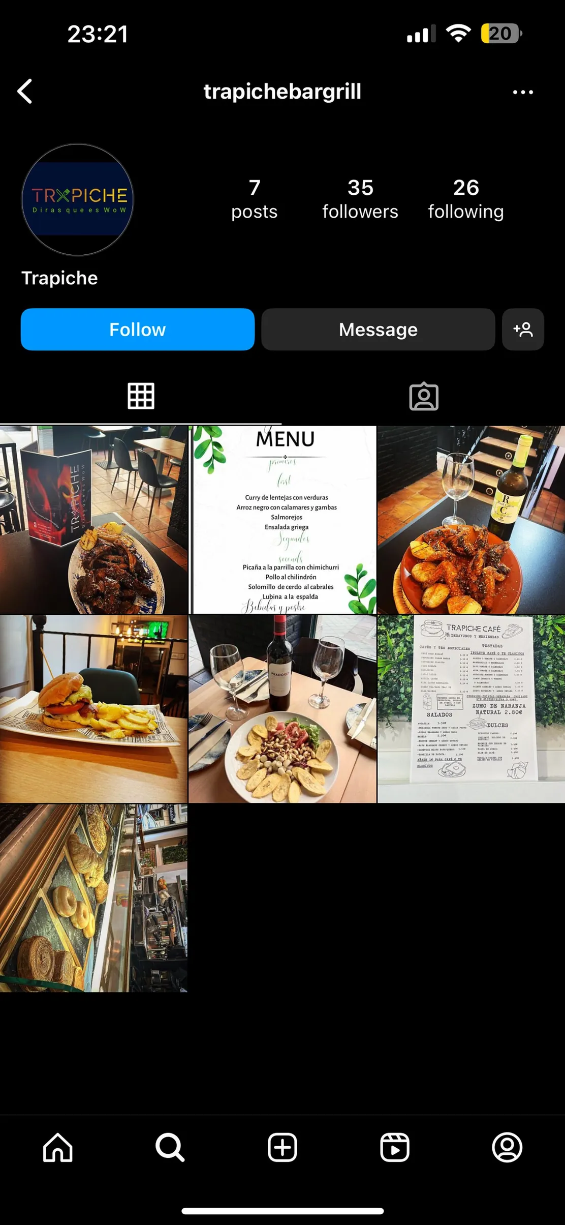 Instagram antiguo, @trapichebargrill, 7 publicaciones